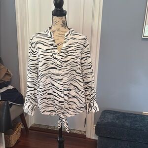 INC International Concepts Black and White Zebra Blouse